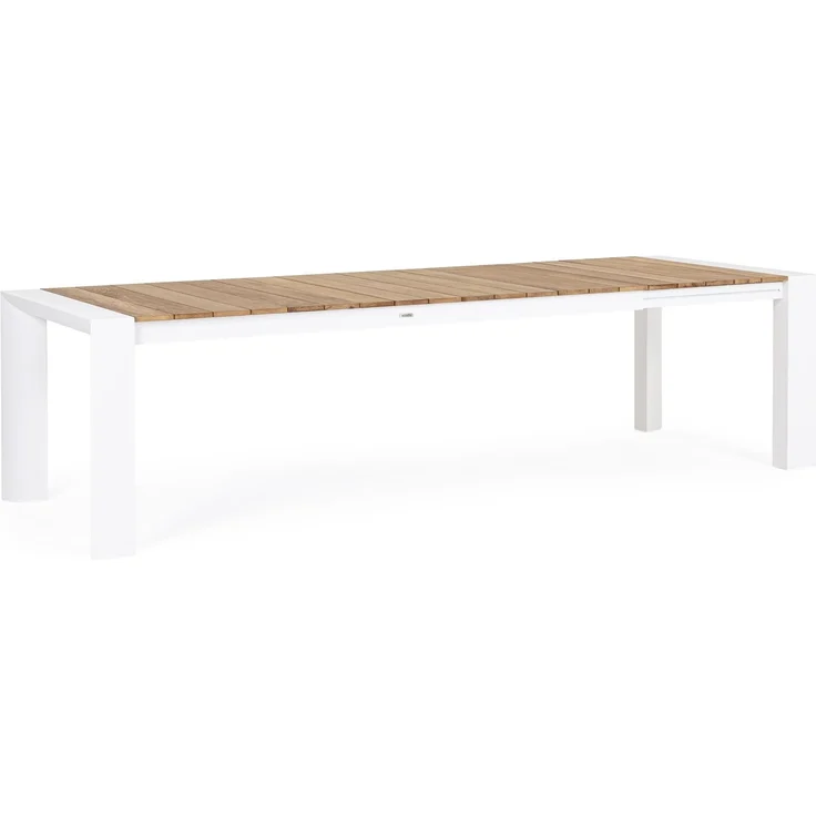 Gartentisch Cameron aus Teakholz und Aluminium, modern ausziehbar, weiß natur, für 10–12 Personen – Bild 1