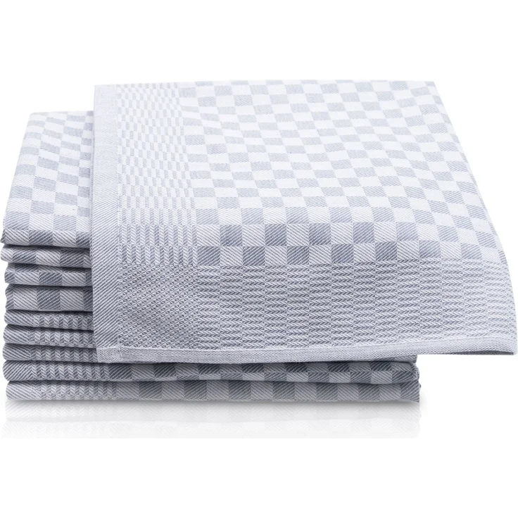ZOLLNER 10er Set Geschirrtücher, 100% Baumwolle, 46x70 cm, saugstark, grau kariert – Bild 1
