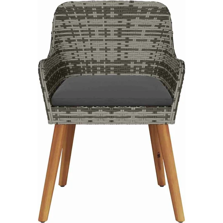 Gartenstuhl EGOS 2er Set Poly-Rattan 62,5x55x82 cm mit Polster Grau | Gartenstuhl Rattan Outdoorstühle Balkonstühle – Bild 6