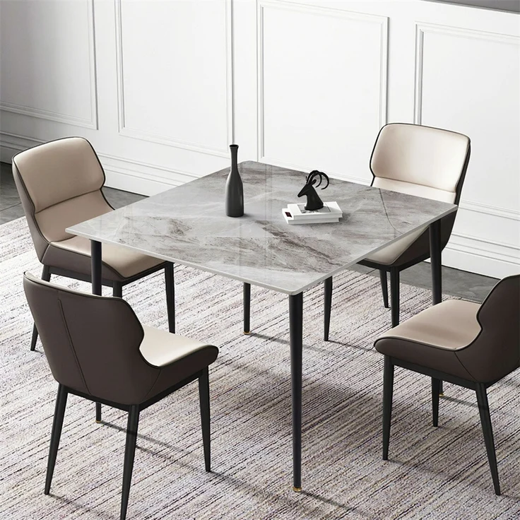FATIVO Esstisch Esszimmertisch Sinterstein Kchentisch Brotisch 80x80x76 cm Restaurant Luxus Grau – Bild 3
