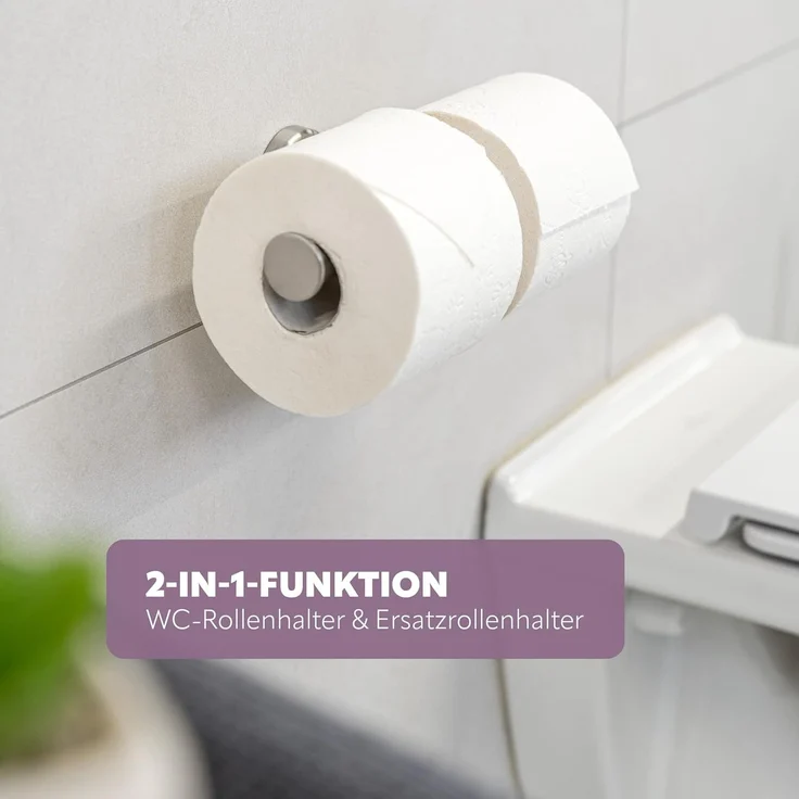 bremermann Toilettenpapierhalter Bad-Serie PIAZZA – Doppelrollenhalter 2in1, Edelstahl matt – Bild 5
