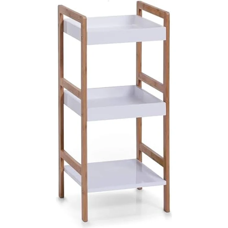 Avilia Regal aus weißem Bambus mit 3 Einlegeböden, platzsparend, multifunktional, für Badezimmer, Küche, Schlafzimmer, 36 x 33 x 80 cm, Elegantes Design – Bild 8