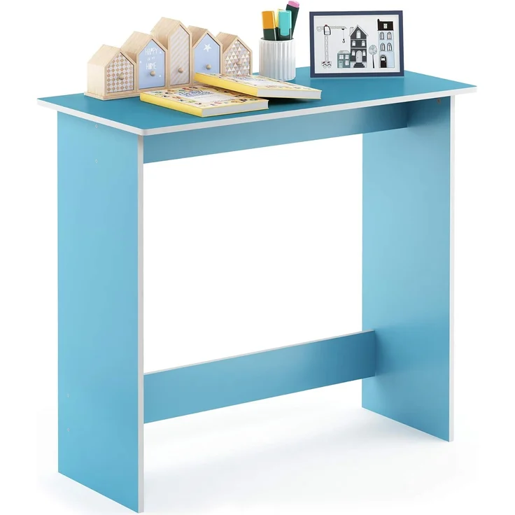 Furinno Simplistic Schreibtisch, Computertisch, PC-Tisch, Bürotisch, Holz, Hellblau / Weiß, 39. 4 x 80 x 75. 7 cm – Bild 1