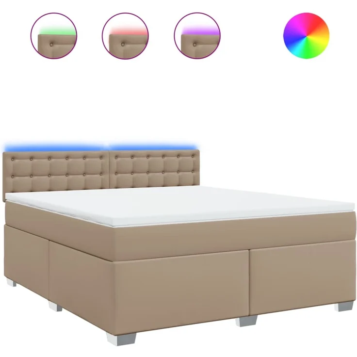 vidaXL Boxspringbett Matratze Cappuccino-Braun 180x200 cm Kunstleder 3288435 – Bild 2