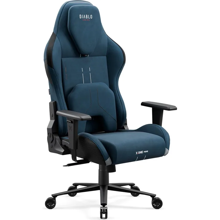 Diablo Gaming Stuhl Stoff X.One Prime Gamer Stuhl Ergonomisch mit Magnetische Kopfstütze und Kühlender Sitz Robuste Metallbasis, Höhenverstellbare Armlehnen Pc Stuhl, Gaming Chair 140 kg Meta Ocean