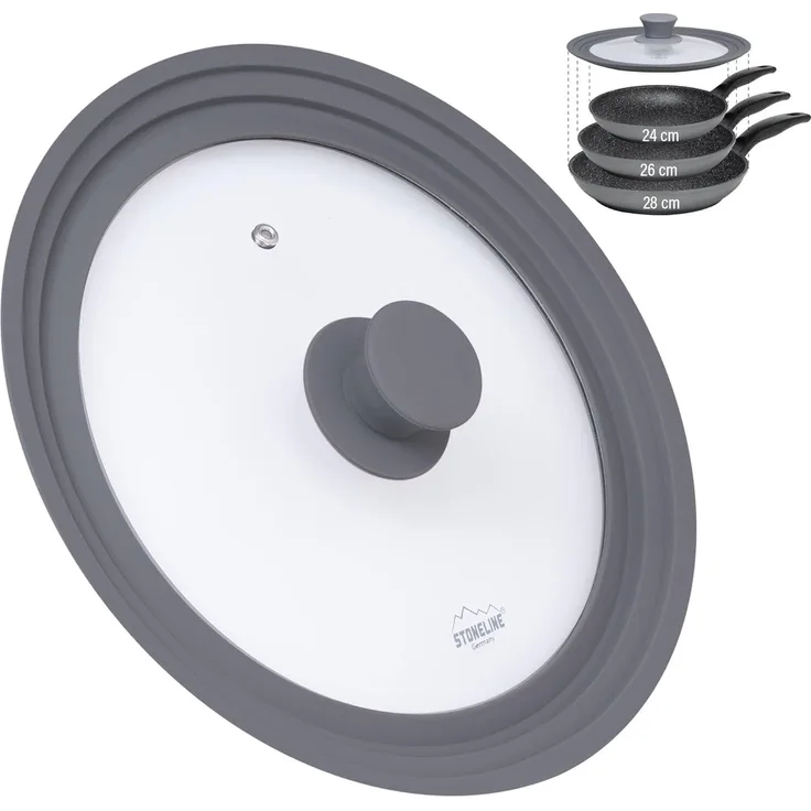 Stoneline Stoneline Universal glass lid 14330 Diameter 24/26/28 cm Transparent