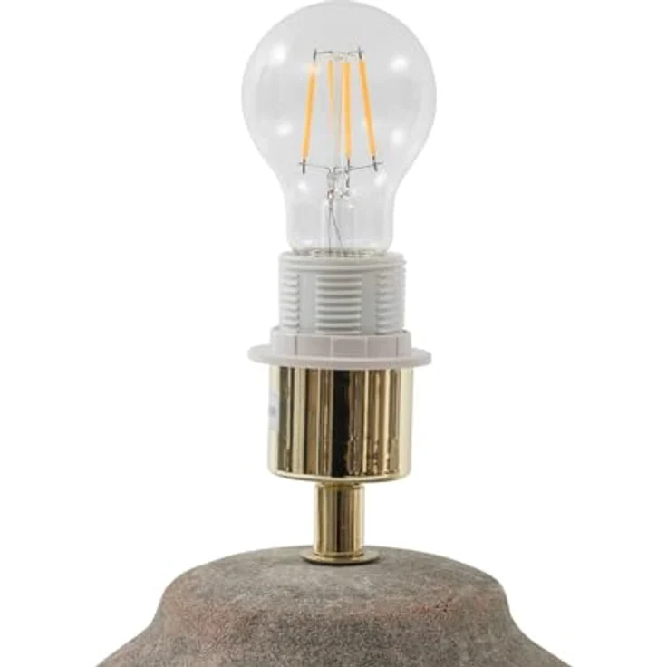 Lucande Tischleuchte Thalorin, 39 cm, braun, Keramik mit grauem Textilschirm und E27-Fassung – Bild 9