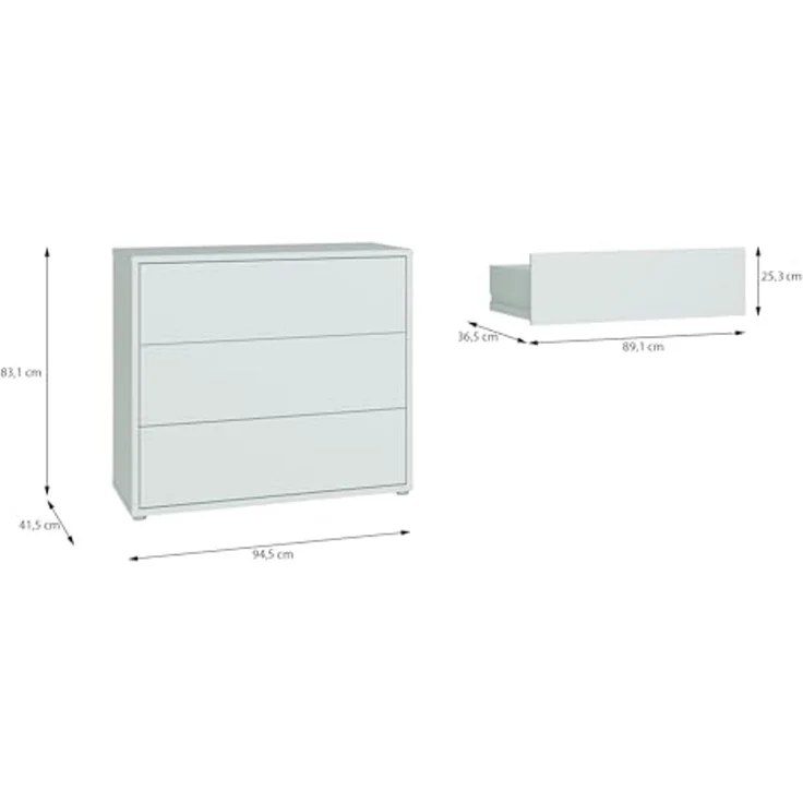 FORTE Kommode Alice Springs, Kommode, 3 Schubkästen B/H/T 94,8/83,1/41,5, Schubkästen mit Vollauszug, grifflos,Push to open – Bild 5
