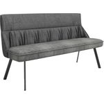 byLIVING Bank CALIFORNIA / Rücken Webstoff anthrazit / Sitz Vintage-Velvet anthrazit mit Keder / Gestell Metall schwarz / Bank mit Rückenlehne / B 180, H 88, T 63 cm