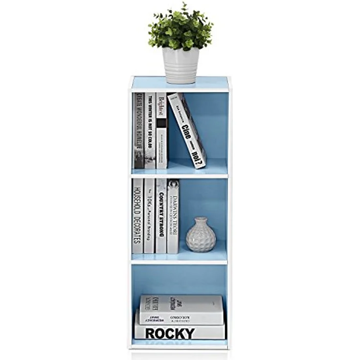 Furinno offenes Bucherregal mit 3 Fächern, Holz, Weiß/Hellblau, 30. 5x23. 6x80 cm – Bild 7