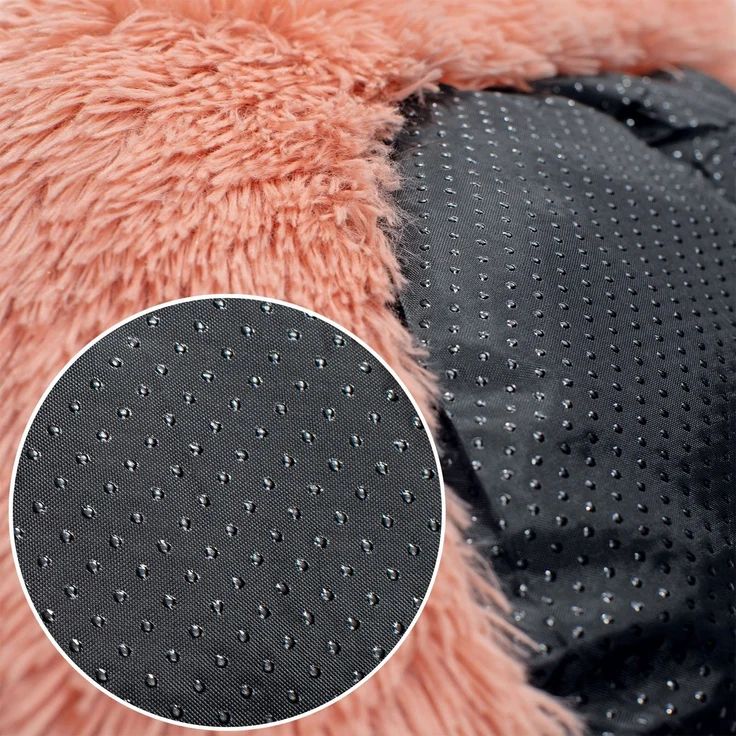 lionto Donut Hundebett, rundes Hundesofa mit Plüschbezug & Anti-Rutsch-Noppen, weich & gemütlich, 100 cm Durchmesser, rosa – Bild 4