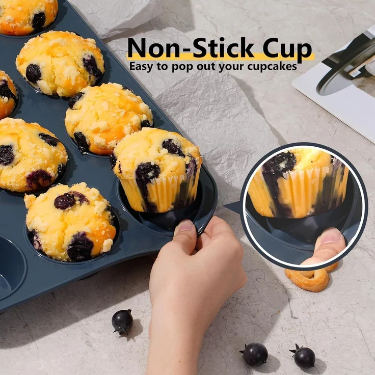 Silikon Muffinform Antihaft Backblech für Muffins Cupcakes Kuchen 33 x 25 x 3 cm – Bild 7