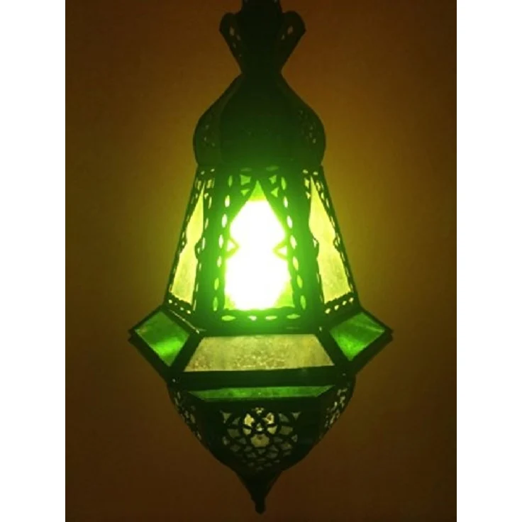 Marrakesch Orient & Mediterran Interior Pendelleuchte Orientalische Hängelampe Anya Grün, Handgefertigt aus Glas & Metall, ohne Leuchtmittel, Handarbeit – Bild 2
