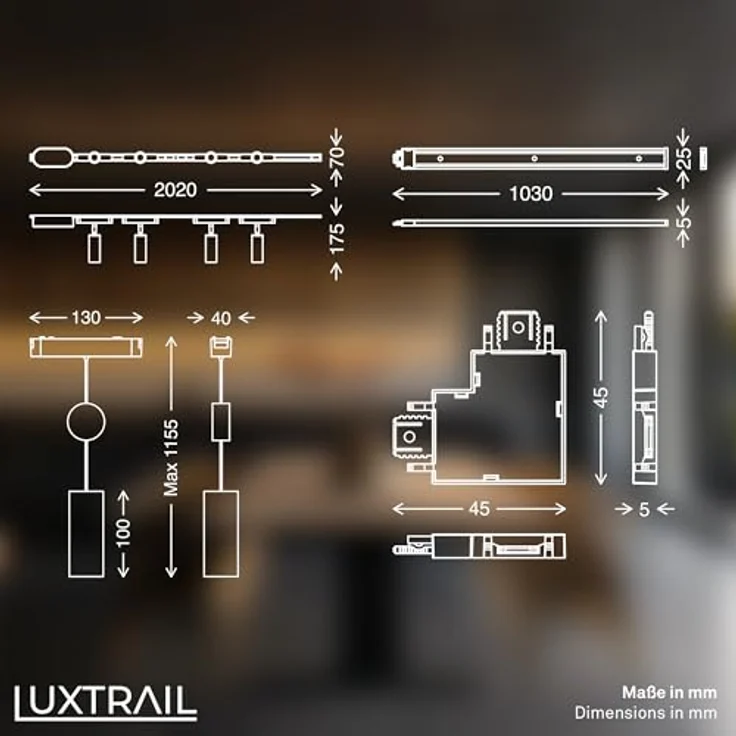 Briloner Luxtrail Schienensystem, Komplettset mit 4x schwenkbaren LED Spots und 2x höhenverstellbaren LED Pendel, Schwarz, 3m – Bild 9