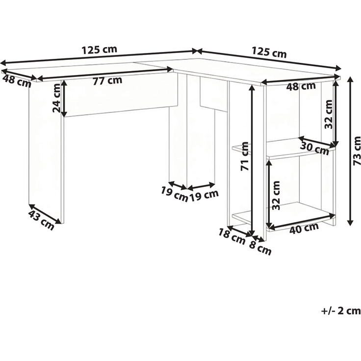 Eckschreibtisch SNYDER Weiß 125 cm 125 cm – Bild 2