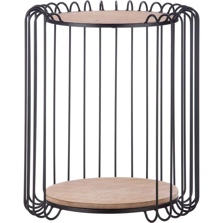 Casablanca runder Beistelltisch - Kleiner Couchtisch aus Metall mit 2 Holzplatten - Aufbewahrung Ablagefläche - Ø 39/44 cm Höhe 51,5 cm