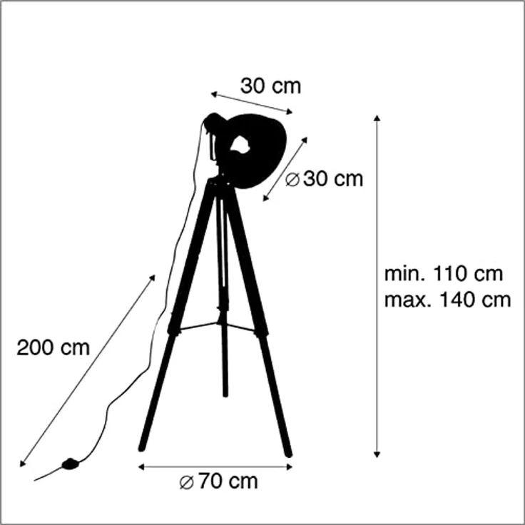 Qazqa Stehlampe Laos, ohne Leuchtmittel, E27, Braun, Industrie, Holz, 1-flammig – Bild 4