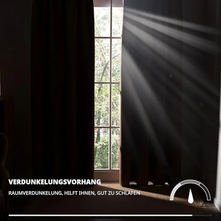 Deconovo Verdunklungsvorhänge mit Kräuselband Blickdicht Gardine Dunkelblau | 2er Set, H 175 x B 140 cm, Gardinen für Schienensystem, Hitzeschutz, Schlafzimmer Gardinen, für Wohnzimmer, Übergardinen – Bild 8