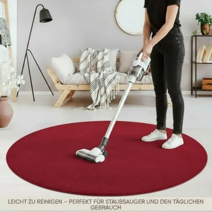 Jimri Teppich Lotus Wohnzimmer Teppich Einfarbig Kurzflor Läufer Uni, Rund, Wohnzimmer Teppich Einfarbig Kurzflor Läufer – Bild 4