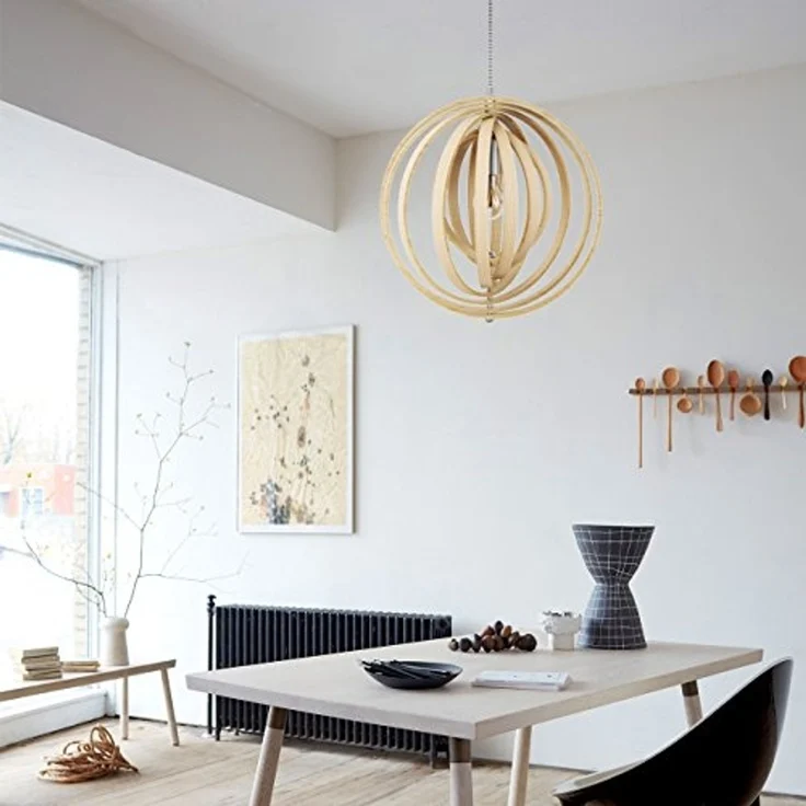 Tomons LED Pendelleuchte Holz im Mobilé-Stil, Hängeleuchte Rahmenelemente – Bild 2