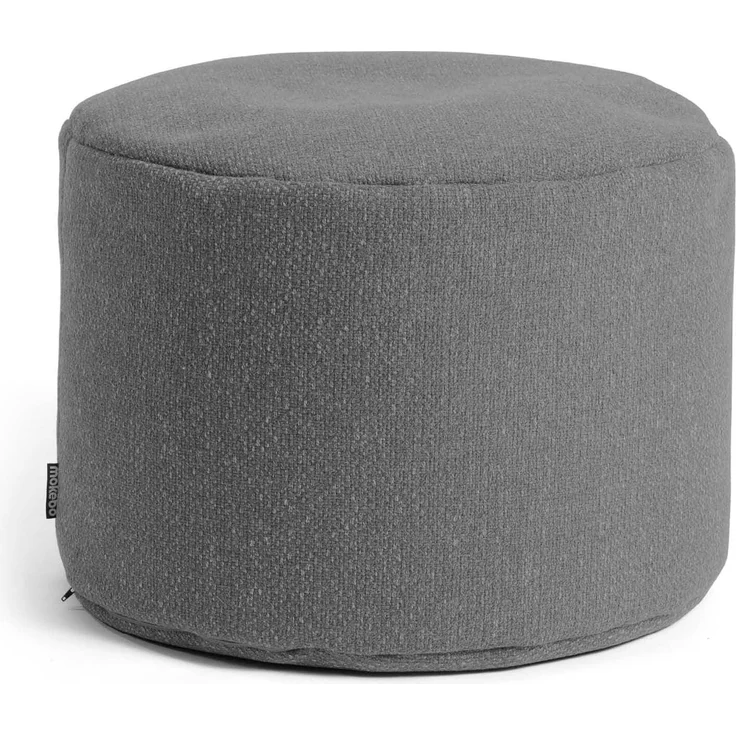 mokebo® Nachhaltiger Indoor Pouf 'Der Ruhepouf', aus Recyclingstoff, runder Sitzpouf & Beistelltisch mit EPS-Perlen Füllung, Made in Germany | Recyclingstoff in Grau – Bild 1