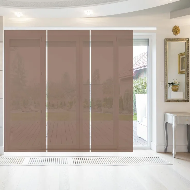Schiebegardine Elena 3er Set inkl. Zubehör - Dunkelbraun, 60x260 cm