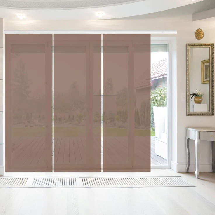 Schiebegardine Elena 3er Set inkl. Zubehör - Dunkelbraun, 60x260 cm – Bild 1