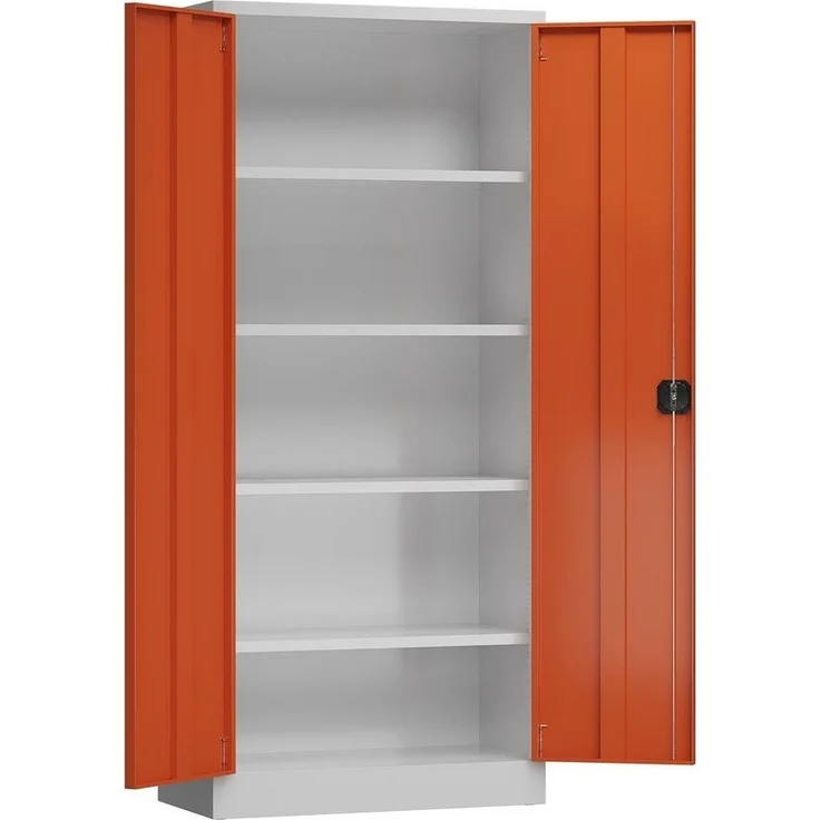Steelboxx Mehrzweckschrank ClassiX Flügeltürenschrank, 1800 x 800 x 380 mm, lichtgrau/feuerrot (1-St) Komplett montiert und verschweißt, keine Montage erforderlich – Bild 2