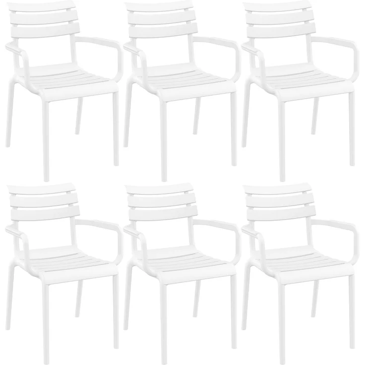 CLP 6er Set Gartenstühle Paris wetterfeste Kunststoffstühle stapelbar bis 160 kg,weiß – Bild 1