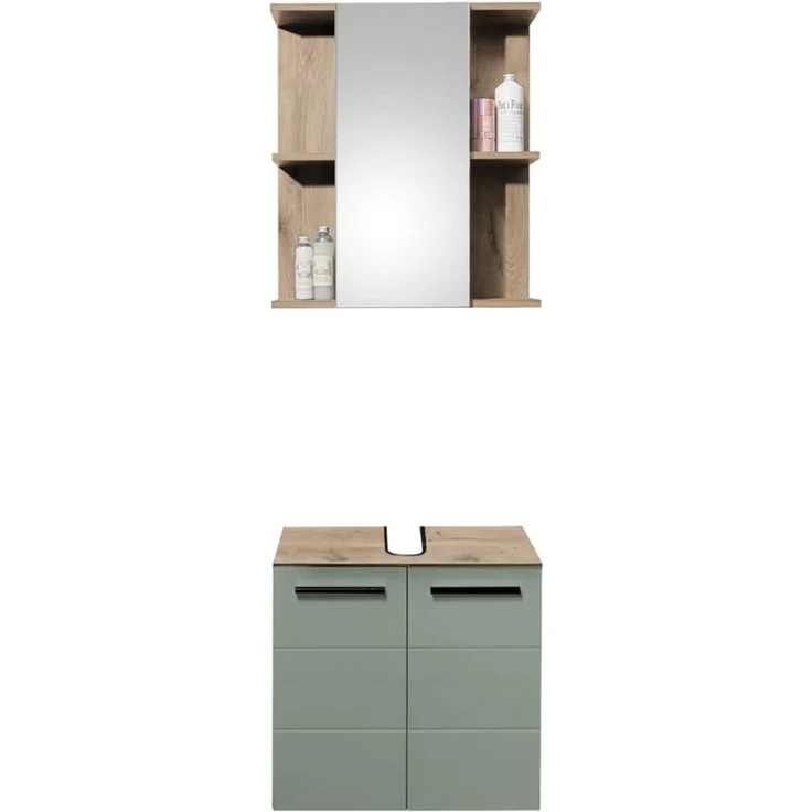 moebel-dich-auf Badezimmer-Set VALENCIA, (Waschbeckenunterschrank, Spiegelschrank, MDF-Fronten tiefgezogen, Korpus melaminbeschichtet) – Bild 4