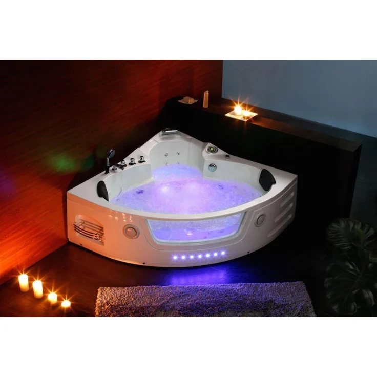 PureHaven Whirlpool 140x140 cm Wasserfall Heizung Lichttherapie Soundsystem Reinigungsprogramm Bluetooth-Soundsystem – Bild 2