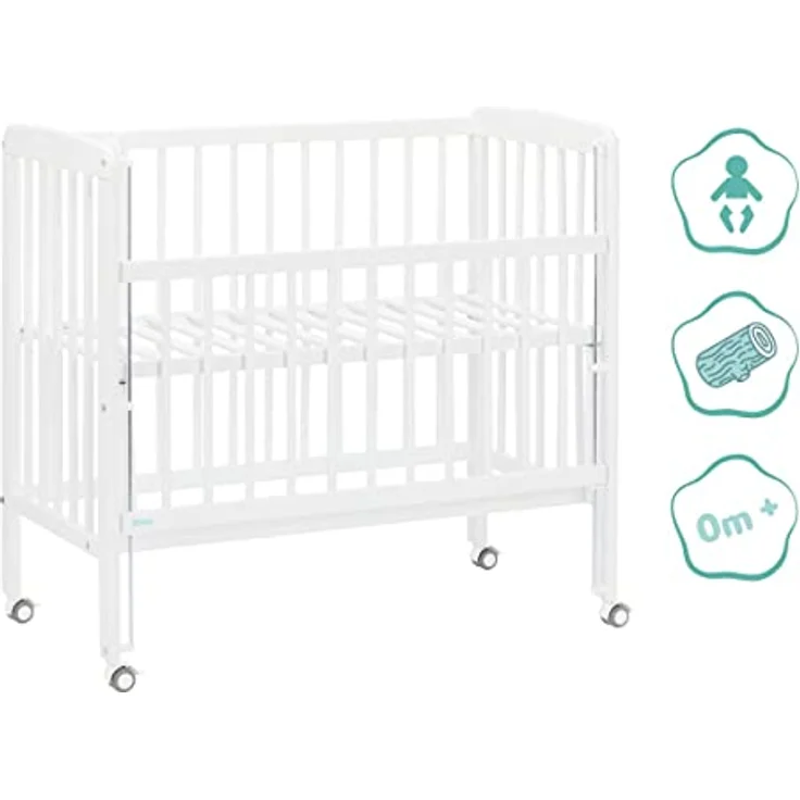 Fillikid 2in1 Beistellbett Nino, Höhenverstellbar von 48 bis 60 cm, für Boxspringbetten geeignet, Weiß – Bild 2