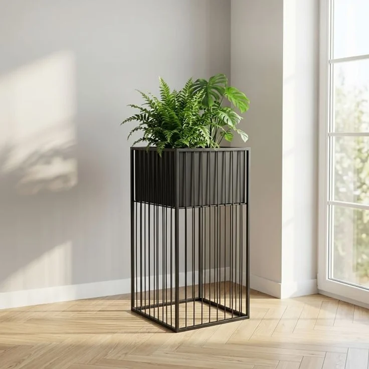 Relaxdays Metall Blumenständer in Schwarz – Bild 3