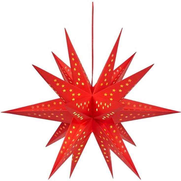 BRUBAKER LED Stern Weihnachtsstern für Innen - 60 cm XXL Leuchtstern - Hängend, Batteriebetrieben mit Timer, LED fest integriert, Warmweiß, Adventsstern für Fensterdeko Weihnachtsdeko - Papierstern Weihnachten – Bild 8