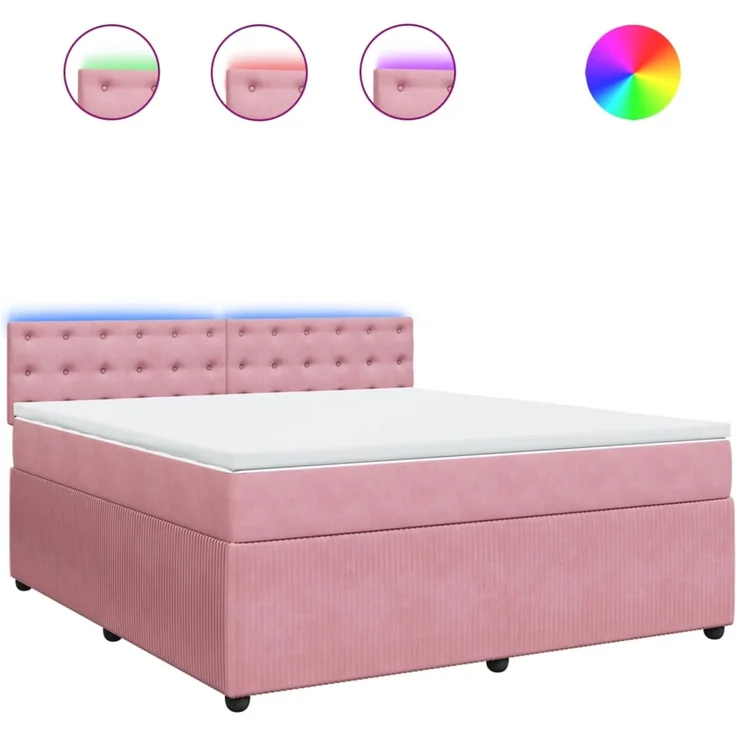 vidaXL Boxspringbett mit Matratze Rosa 180x200 cm Samt 3290123 – Bild 2
