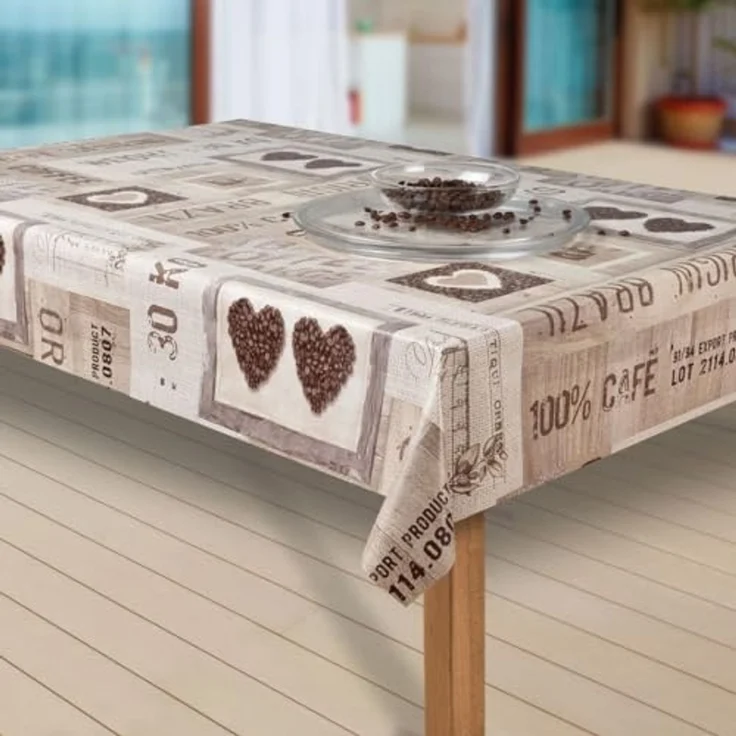 laro Tischdecke Wachstuch-Tischdecken Coffee Herzen braun rechteckig – Bild 3