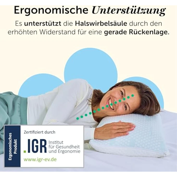 Cloudpillo Memory Foam Kissen 40×80 cm - CHIP Testsieger Nackenstützkissen, Ergonomisch & höhenverstellbar, atmungsaktiv & hypoallergen, Oeko-Tex Zertifiziert – Bild 4