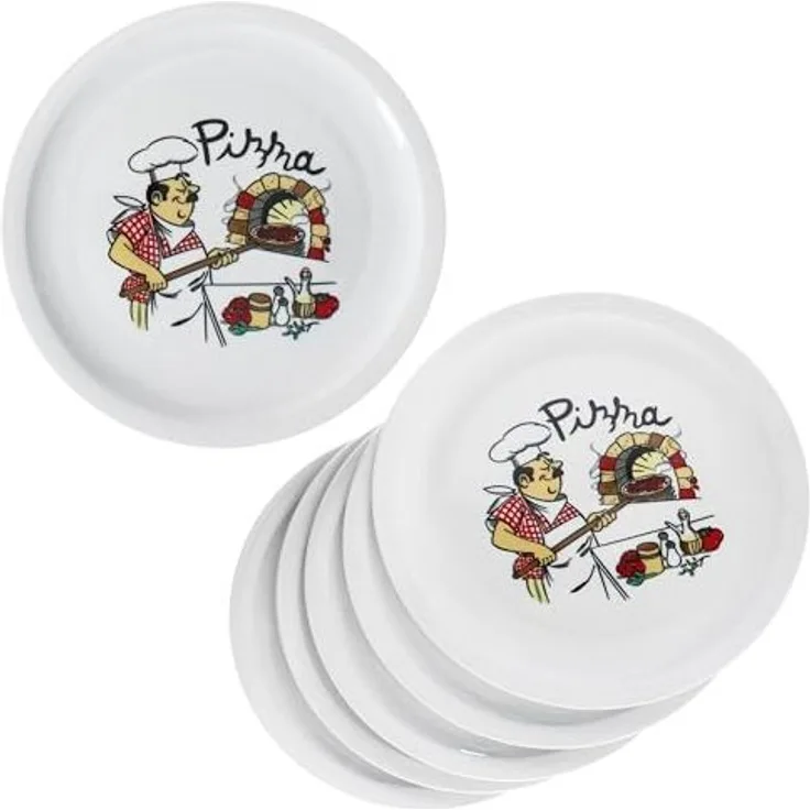 MamboCat Pizzateller 6er Set Mario XXL Pizzateller Ø33,5cm 6 Pers. Teller Pizza Bäcker