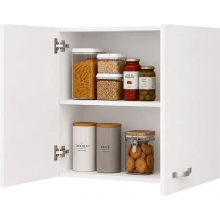 Shally Dogan Hängeschrank für die Küche, Hängeschrank aus Holz mit Zwei Türen, Regal und 2 Fächern, geräumiger und robuster Wandschrank, Maße: 80 x 32 x 72 cm (weiß) – Bild 4