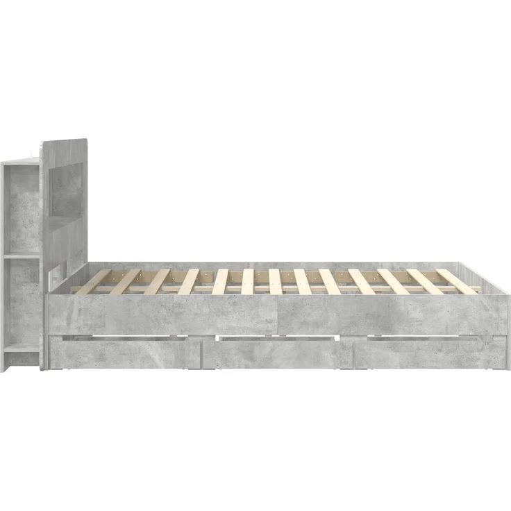 vidaXL Bettgestell mit Stauraum und Kopfteil Betongrau 150 x 200 cm 3434053 – Bild 5