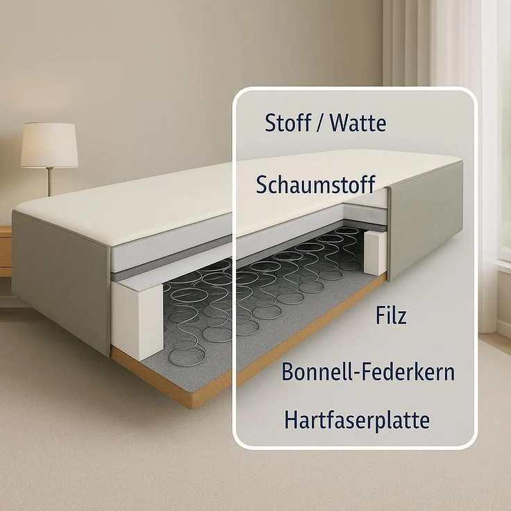 Boxspringbett TOM-OM 180x200 cm mit gepolstertem Kopfteil. Farbe: Grau – Bild 4