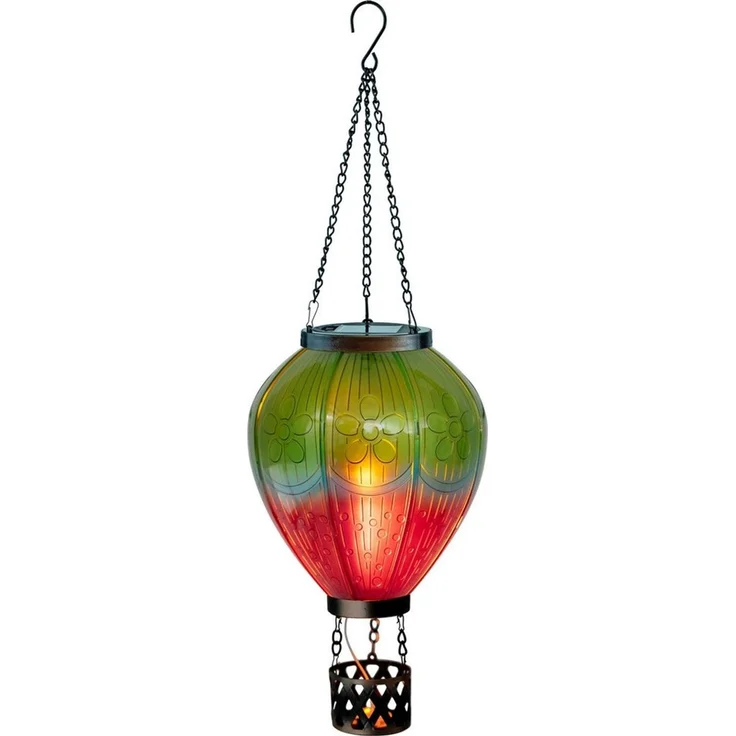 Northpoint LED Gartenleuchte Solar Laterne Heißluftballon Windlicht Außenbereich Grün Lila XL – Bild 1