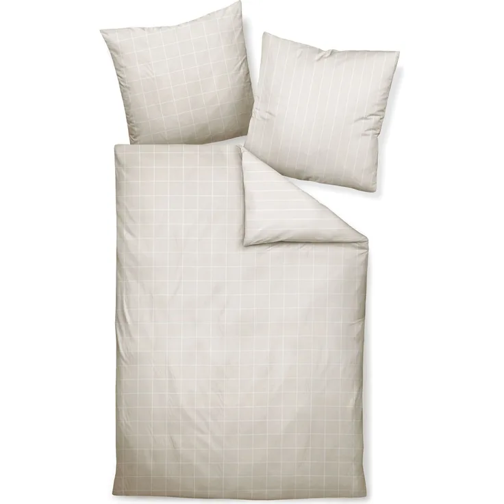 Mako-Satin-Bettwäsche Modernclassic 135 x 200 cm, Baumwolle, Naturmaterialien, Beige