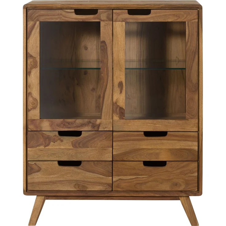 Highboard Sheesham 90 x 40 x 110 natur sandgestrahlt lackiert MALMÖ 2 #213 – Bild 7