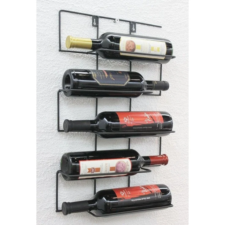 DanDiBo Weinregal Metall Schwarz Wand Cinco 53 cm HX13615 Modern Flaschenhalter Flaschenständer Wandregal Flaschenregal – Bild 3