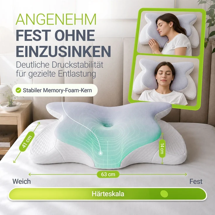 Juskys Nackenkissen 2er Set - Ergonomisches Nackenkissen mit Memory-Foam, atmungsaktivem Bezug - Kissen für den Nacken, gesunder Schlaf - weiß/grau – Bild 4