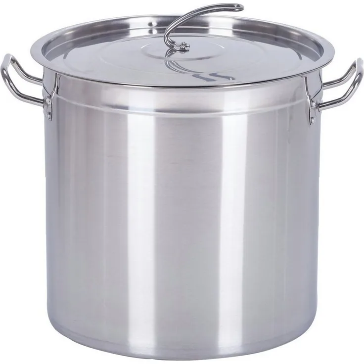 HOOZ Suppentopf Kochtopf Gastronomie Suppentopf Groß 10-170 Liter für alle Herdarten, Edelstahl (Großer 15 L Edelstahltopf mit Deckel, induktionsgeeignet, inkl. Deckel und Messskala), Großvolumiger Topf XXL – ideal für Gastro, Einkochen & große Mengen