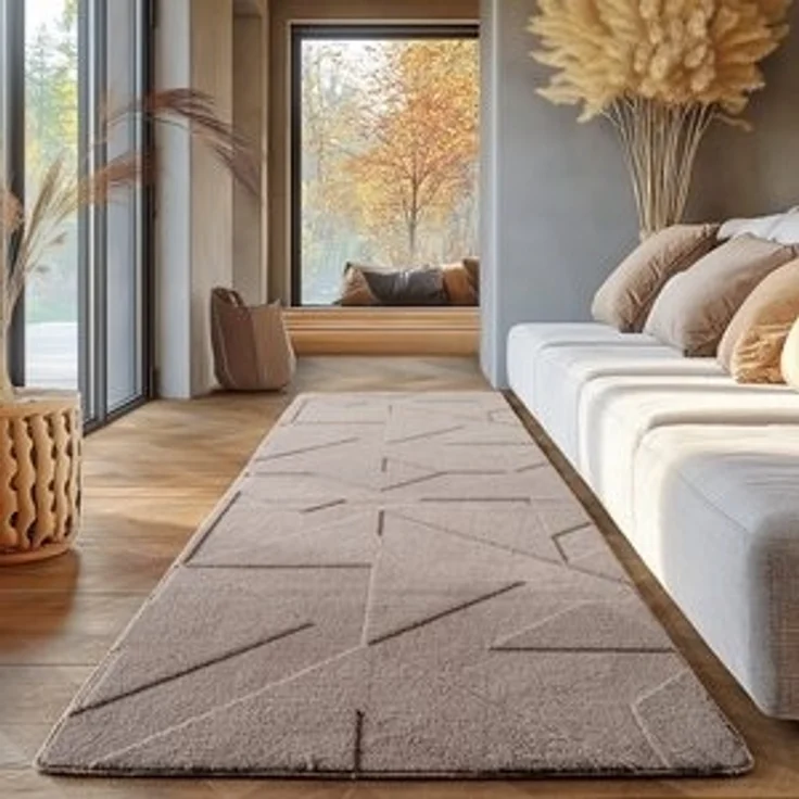 SIMPEX24 Designteppich Unicolor - Einfarbig, Rechteckig, Höhe: 12 mm, Kurzflor Teppich Geometrisch Design Anti-Rutsch Rückseite Waschbar – Bild 6