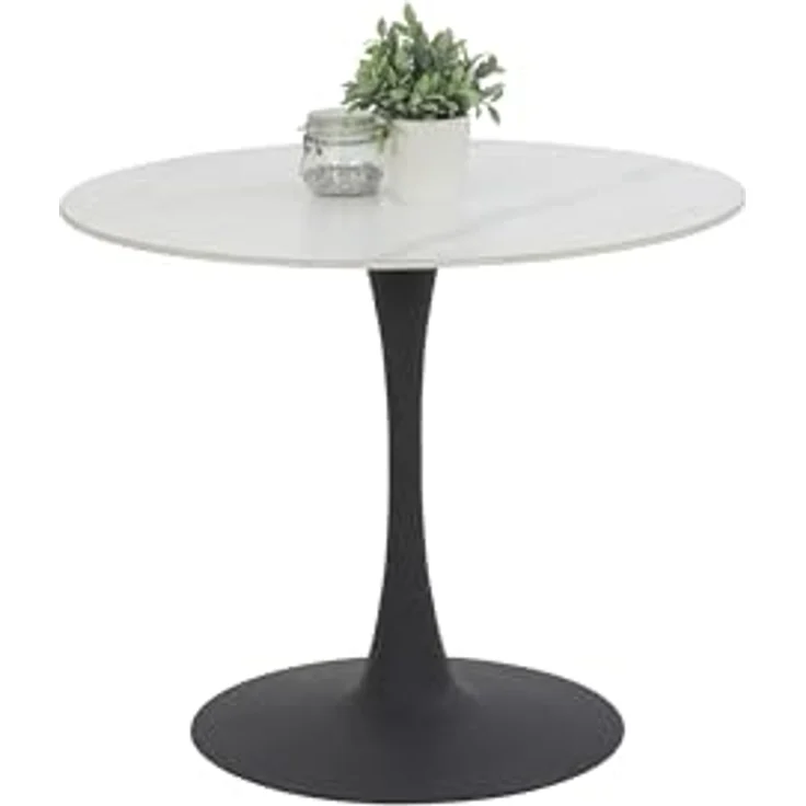 Hela Tische, Esstisch Rund Paola, Dekor Marmoroptik, Steinplatte-Sintered Stone 16mm Matt weiß, Maß Ø90x75 cm – Bild 2