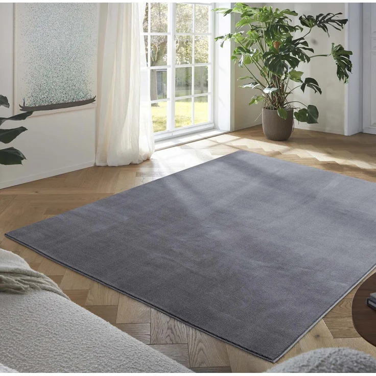 TaraCarpet Teppich Kurzflor-Teppich Madrid Uni, rechteckig, Höhe: 9 mm, Wohnzimmer, Schlafzimmer, Esszimmer, Madrid New anthrazit 50x150 – Bild 5